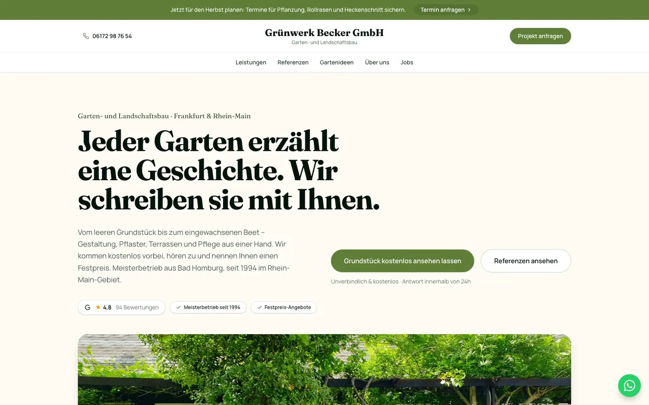 Muster-Website Garten- & Landschaftsbau