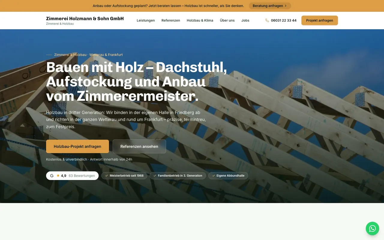 Muster-Website Zimmerei